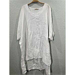 Lands Downunder Womens Cotton Gauze Tunic Dress Sz XL White Lagenlook Beach Boho